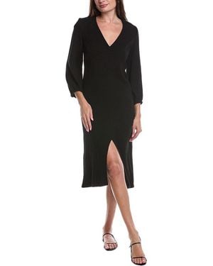 Nation Ltd Olpa Ballon Sleeve V-Neck Midi Dress - Black