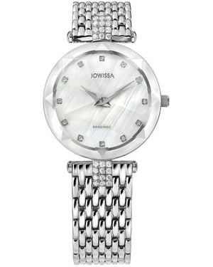 JOWISSA Facet Strass Swiss Ladies Watch - White