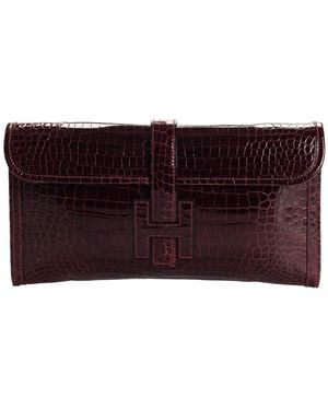 Hermès Deep Crocodile Leather Jige Elan 29 Clutch (Authentic Pre-Owned) - Purple