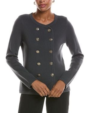 St. John Double-Breasted Knit Jacket - Gray