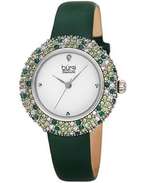 Burgi Burgi Satin Over Leather Diamond Watch - Green