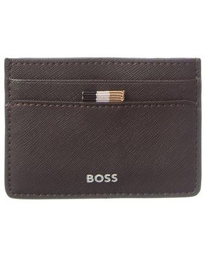 BOSS Zair Leather Card Case - Grey