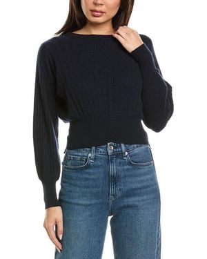 Brodie Cashmere Pixie Ribbed Crewneck Cashmere Jumper - Blue