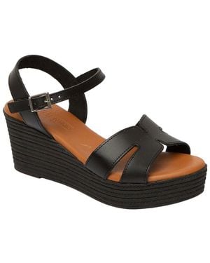 Menina Step Sara Leather Espadrille - Black