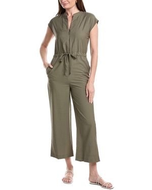 Ellen Tracy Puckered Twill Jumpsuit - Green