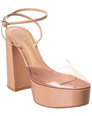 Gianvito Rossi Dua 70 Patent & Vinyl Platform Pump - Natural