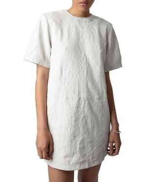 Zadig & Voltaire Riddy Leather Froisse Dress - Gray