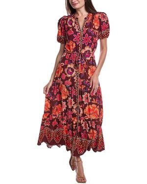 Vince Camuto Puff Sleeve Maxi Dress - Red