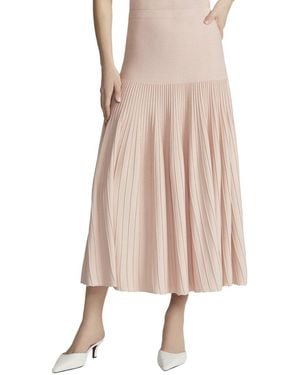 Lafayette 148 New York Ottoman Stitch Drop Yoke Skirt - Pink