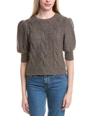 Autumn Cashmere Puff Sleeve Cable Cashmere & Wool-Blend Jumper - Grey