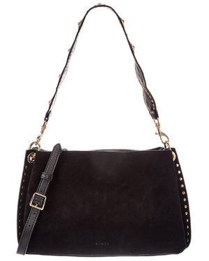 Aimee Kestenberg Roma Double Entry Suede Shoulder Bag - Black