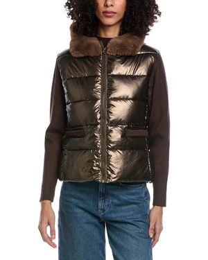 La Fiorentina Metallic Puffer Jacket - Black