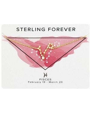Sterling Forever 14k Plated Cz Pisces Delicate Constellation Necklace - Pink