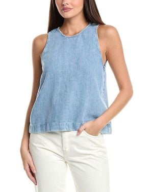 7 For All Mankind Sleeveless Linen-Blend Top - Blue