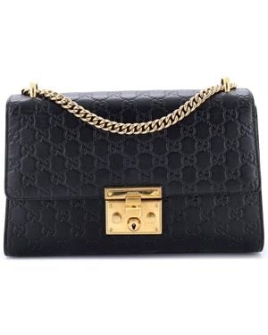 Gucci Ssima Leather Padlock Shoulder Bag Medium (Authentic Pre- Loved) - Blue
