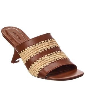 Jonathan Simkhai Shadow Mule Raffia & Leather Sandal - Brown