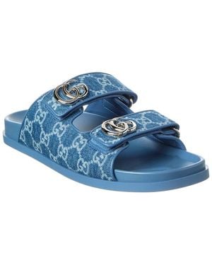 Gucci Gg Denim & Leather Sandal - Blue