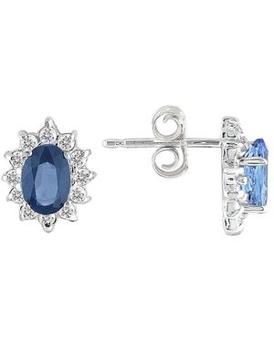 Gem Spark 14K 1.34 Ct. Tw. Diamond & Sapphire Earrings - Blue