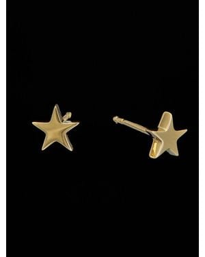 Italian Gold 14K Mini Star Studs - Black