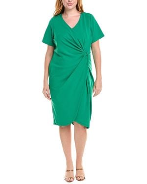 Tahari Plus Crepe Tucked Mini Dress - Green