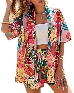 Lily Kim 2Pc Cardigan & Short Set - Red