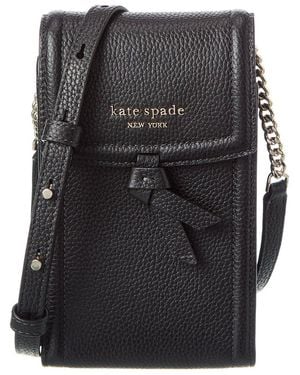 Kate Spade Knott Pebbled Leather Ns Phone Crossbody - Black