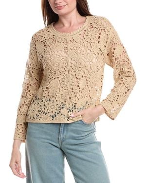 Joseph A Floral Medallion Crochet Pullover - Natural