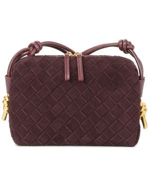 Tiffany & Fred Paris Woven Suede Mini Crossbody - Purple