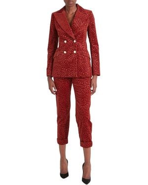 Temperley London Lynx Velvet Double Breasted Jacket - Red