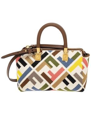 Fendi By The Way Boston Mini Leather-trim Handbag - Multicolour
