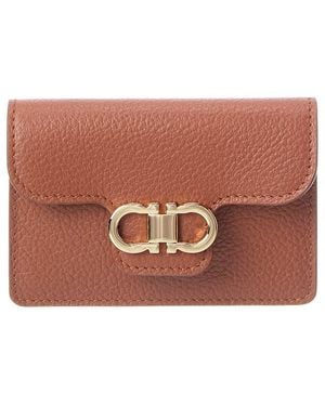 Ferragamo Gancini Leather Card Holder - Brown
