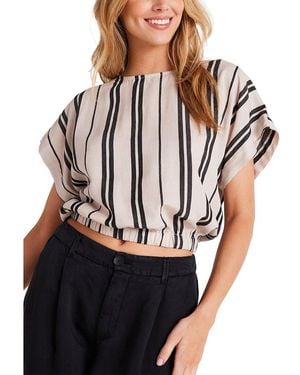Bella Dahl Elastic Waist Linen-Blend Blouse - Black