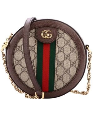 Gucci Gg Coated Canvas Ophidia Round Shoulder Bag Mini (Authentic Pre- Loved) - Brown