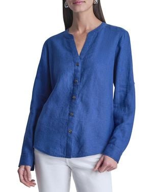 DKNY Roll Tab Linen Shirt - Blue