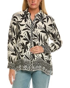 Velvet By Graham & Spencer Sienna Long Sleeve Woven Top - Grey