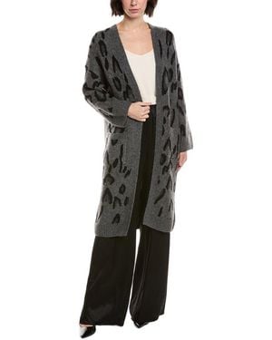 Vince Camuto Animal Print Long Cardigan - Black