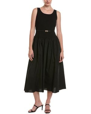 Anne Klein Scoop Neck Drop-Waist Maxi Dress - Black