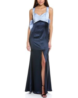 Rene Ruiz Sweetheart Bow Cocktail Dress - Blue