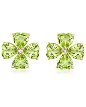 Kai Fine Jewelry 14K 4.53 Ct. Tw. Diamond & Peridot Stud Earrings - Green