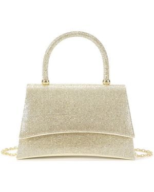 Tiffany & Fred Paris Crystal-Embellished Leather Evening Satchel - Natural