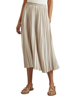 Reiss Lexie Multi Stripe Pleated Skirt - Natural