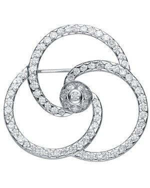 Genevive Jewelry Silver Cz Statement Pin - White