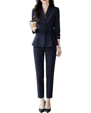 Adelin May 2Pc Jacket & Pant Set - Blue