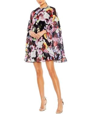 Mac Duggal Charmeuse Long Sleeve V Neck Midi Dress - Red