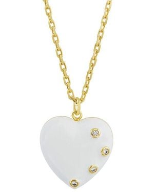 Savvy Cie Plated Cz Pendant Necklace - White