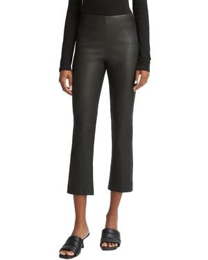 Vince Stretch Leather Cropped Flare Pant - Black