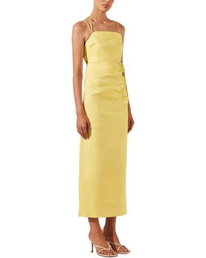 Shona Joy Lani Draped Cross Back Midi Dress - Yellow