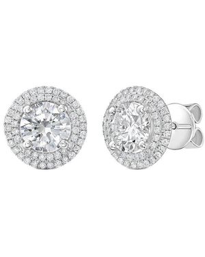 Diana M. Jewels Diana M. 14K 4.00 Ct. Tw. Lab-Grown Diamond Halo Earrings - Metallic