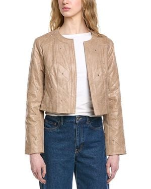 Joseph Ribkoff Quilted Faux Leather Jacket - Natural