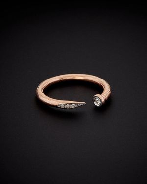 Italian Gold Over Silver Italian Gold Vermeil 0.10 Ct. Tw. Ring - Black
